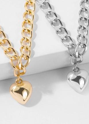 Ланцюжок ланцюг чокер срібло золото серце сердечко кольє біжутерія підвіска
