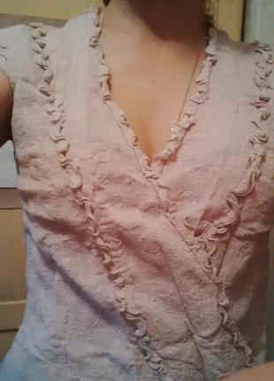 Пудровий топ / блуза з рюшами на запах2 фото