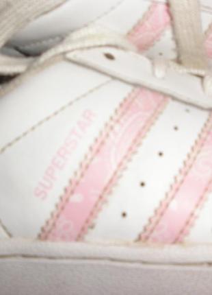 Кроссовки кожаные  женские adidas superstar white/pink  адидас суперстар4 фото