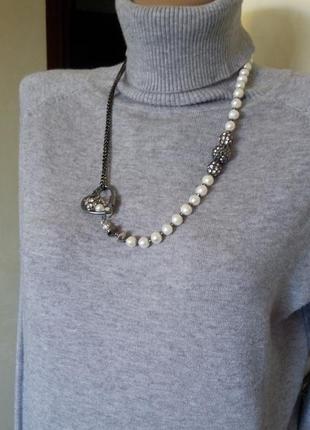 Ожерелье жемчужное белое и черное3 фото