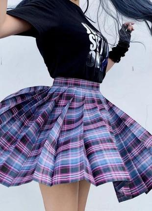 Юбка в клетку юбка плиссированная юбка в складку аниме панк1 фото