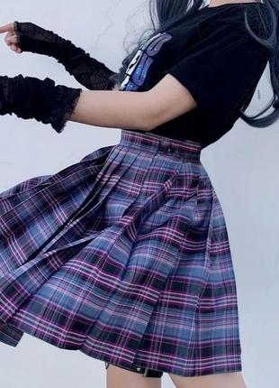 Юбка в клетку юбка плиссированная юбка в складку аниме панк2 фото