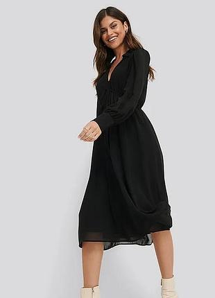 Платье нарядное миди рукав с манжетом с v вирезом