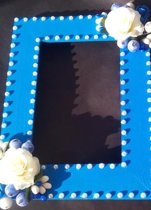 Рамка для фото фоторамка з перлинками і квітами