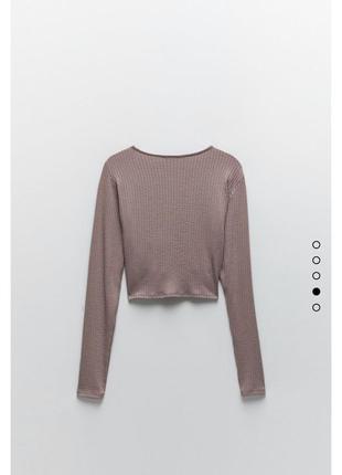 Zara топ з рубчик з вирізом каре s m l3 фото