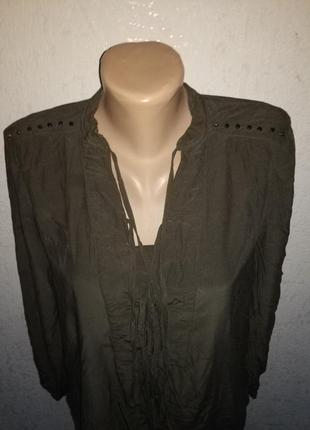 Рубашка / блуза на завязках цвет хаки от warehouse3 фото