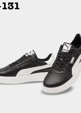 Кросівки чоловічі шкіряні puma fast race black white leather1 фото