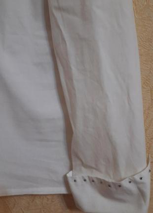Базова блуза біла сорочка прикрашена стразами батал10 фото