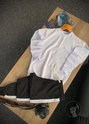 Топовий чоловічий спортивний костюм на манжетах чорний