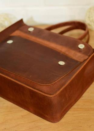 Кожа. ручная работа. кожаная женская сумка сумочка мессенджер коричневая3 фото
