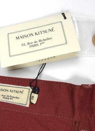 Maison kitsune брендовые французские брюки 38 широкие плотные с высокой посадкой штаны4 фото