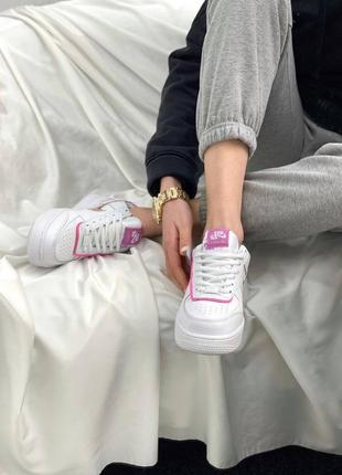 Женские стильные весенние кроссовки nike air force 1 shadow white/pink/flowers10 фото