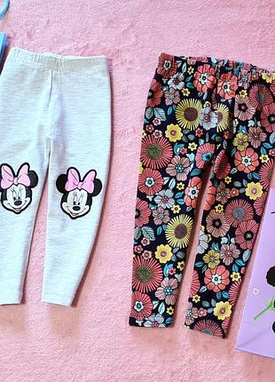 Комплект набор лосины с цветочным принтом микки