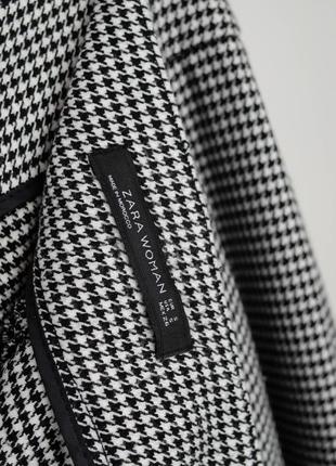 Zara прямые брюки в гусиную лапку палаццо, трубы на высокой посадке широкие8 фото