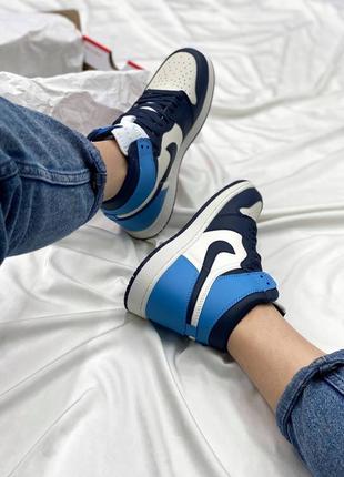 Женские стильные весенние кроссовки nike air jordan retro high blue2 фото