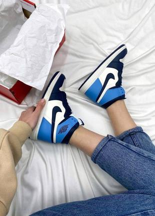 Женские стильные весенние кроссовки nike air jordan retro high blue4 фото