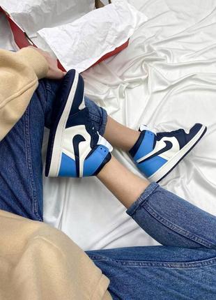 Женские стильные весенние кроссовки nike air jordan retro high blue3 фото