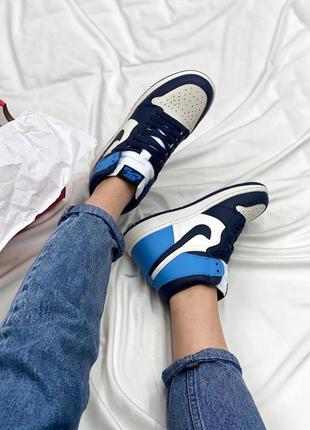 Женские стильные весенние кроссовки nike air jordan retro high blue5 фото