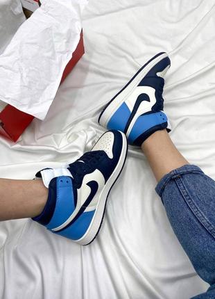 Женские стильные весенние кроссовки nike air jordan retro high blue6 фото