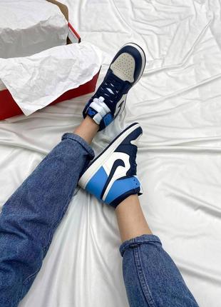 Женские стильные весенние кроссовки nike air jordan retro high blue8 фото