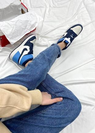 Женские стильные весенние кроссовки nike air jordan retro high blue7 фото