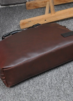Мужская чоловіча коричневая офисная деловая сумка мужской портфель для документов7 фото