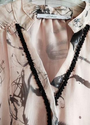 Нежная блуза пастельного тона с декором, принтом из 💯 шелка!3 фото