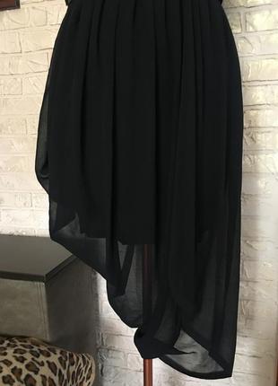 Платье в черные пайетки, с шифоновой юбкой ассиметрия6 фото
