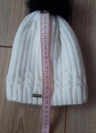 Качественная дорогая шапка, полушерсть, двухслойная теплая с натуральным бубоном pawonex 52-56р3 фото