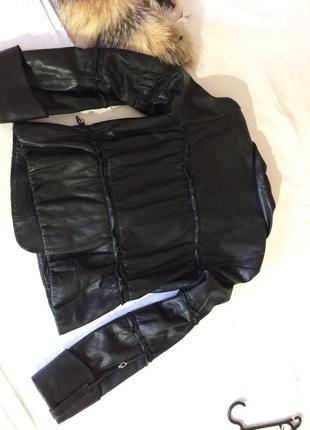 Куртка кожаная с меховым воротником mexx mira. воротник снимается. на размер 48.2 фото