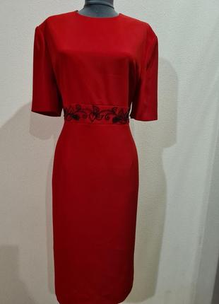 Плаття міді червоного кольору оздоблене бісером 16-181 фото
