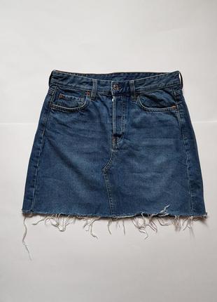 Трендова джинсова спідниця з необробленим краєм,джинсова спідниця з високою посадкою h&m