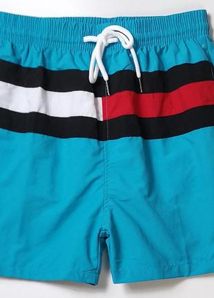 Мужские пляжные шорты (плавки) tommy hilfiger, цвет бирюзовый, разные размеры