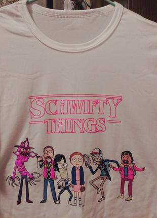 Rick and morty strange things футболка принт