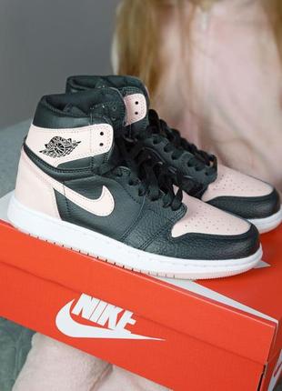 Высокие женские кроссовки nike air jordan 1 black pink розовые (36-40)7 фото