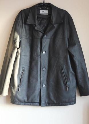 Роскошный кожаный пиджак, куртка на утеплителе 54-56