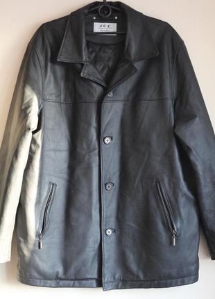 Роскошный кожаный пиджак, куртка на утеплителе 54-562 фото