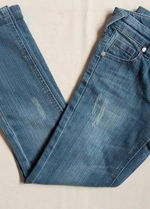 Серо голубые тертые джинсы слимы punkidz франция на 6-7 лет (116-122см)