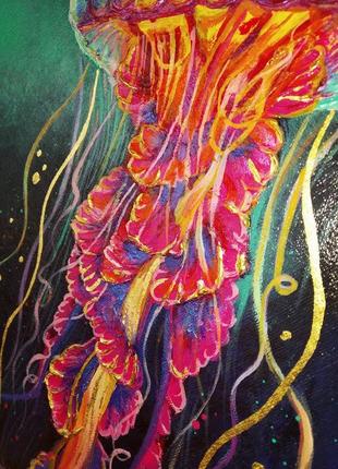 Интерьерная картина "медуза/jellyfish". 100% ручная работа!4 фото
