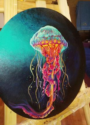 Интерьерная картина "медуза/jellyfish". 100% ручная работа!5 фото