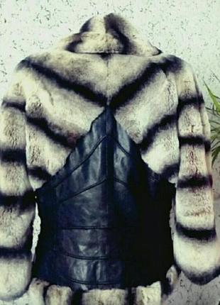 Куртка шуба шубка кожа мех кролики шиншили бобрик.5 фото
