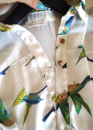 Туника-рубашка с принтом колибри rocco barroco3 фото
