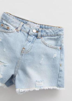 Стильні джинсові шорти для дівчинки з ефектом потертості zara іспанія літні шорти