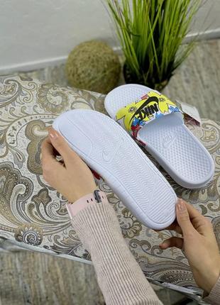 Сланцы женские nike желтые/серые (найк, шлепки, шлепанцы, вьетнамки, сабо, тапочки)5 фото