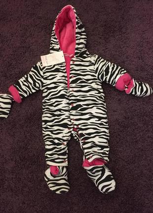 Детский комбинезон зебра в полоску 0-3 мес. весна осень демисезонная
