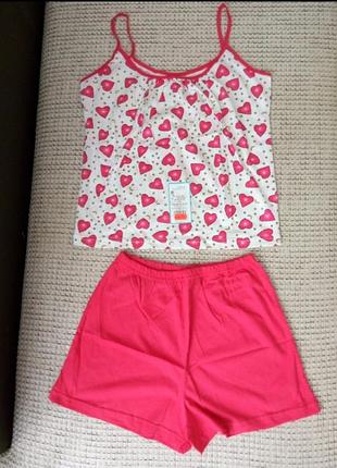 Комплект для дому піжама з шортами жіноча трикотажна хлопковая котонова