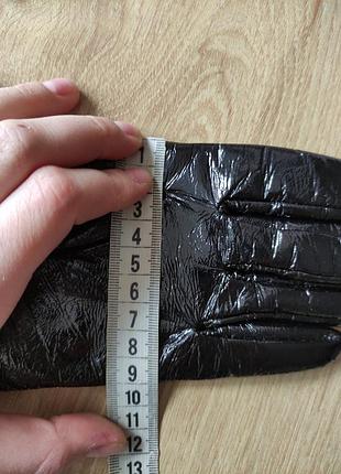 Шикарные высокие женские кожаные лаковые перчатки со стеганым верхом, р.s