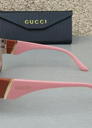 Очки в стиле gucci  женские солнцезащитные бежевые с пудровым поляризированые с градиентом3 фото