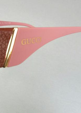 Очки в стиле gucci  женские солнцезащитные бежевые с пудровым поляризированые с градиентом10 фото