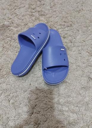 Тапочки сланцы crocs  iii slide 205733 bright cobalt/white3 фото